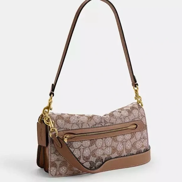 Coach Tabby 26 Medium Crystal Signature Jacquard Shoulder Bag Crossbody - Picture 2 of 16